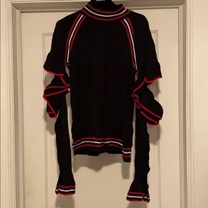 Beautiful Black Red White Sweater Cut Out Sleeve